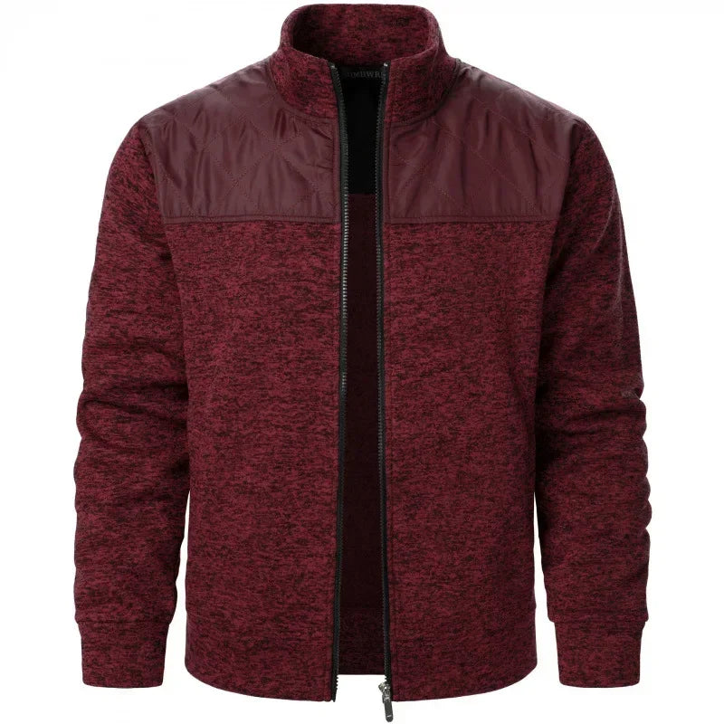 Jaqueta Masculina Fleece Mesclado com Recorte nos Ombros