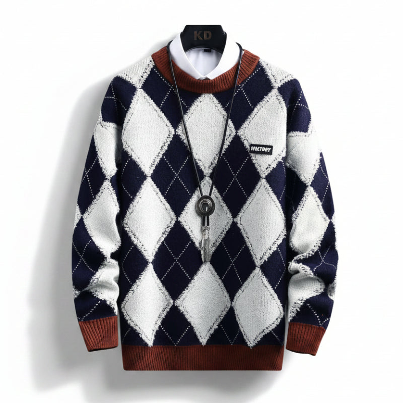 Suéter Xadrez Lã Cashmere Pull