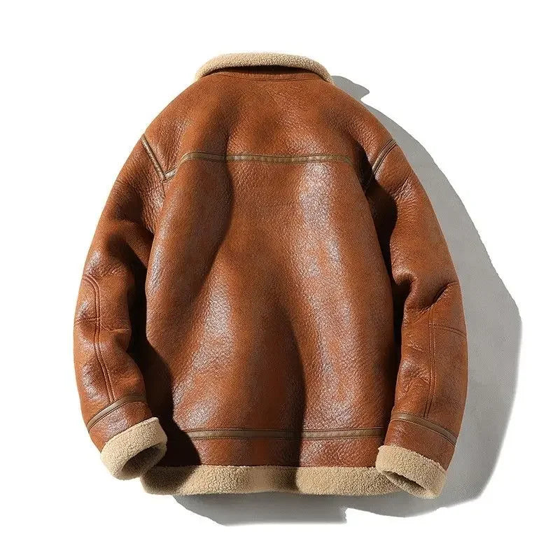 Jaqueta Masculina Couro Aviador com Pelucia Forrada