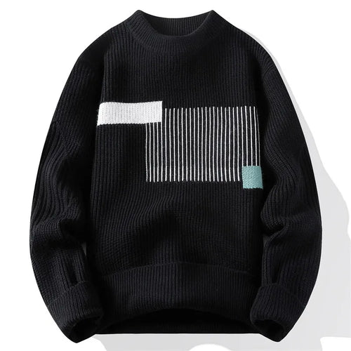 Blusa de Frio Masculina de Tricô Grosso com Detalhe Geométrico