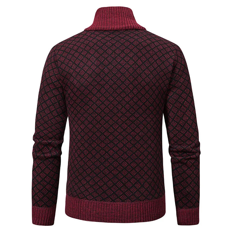 Cardigan Masculino Texturizado com Zíper Frontal Gola Alta