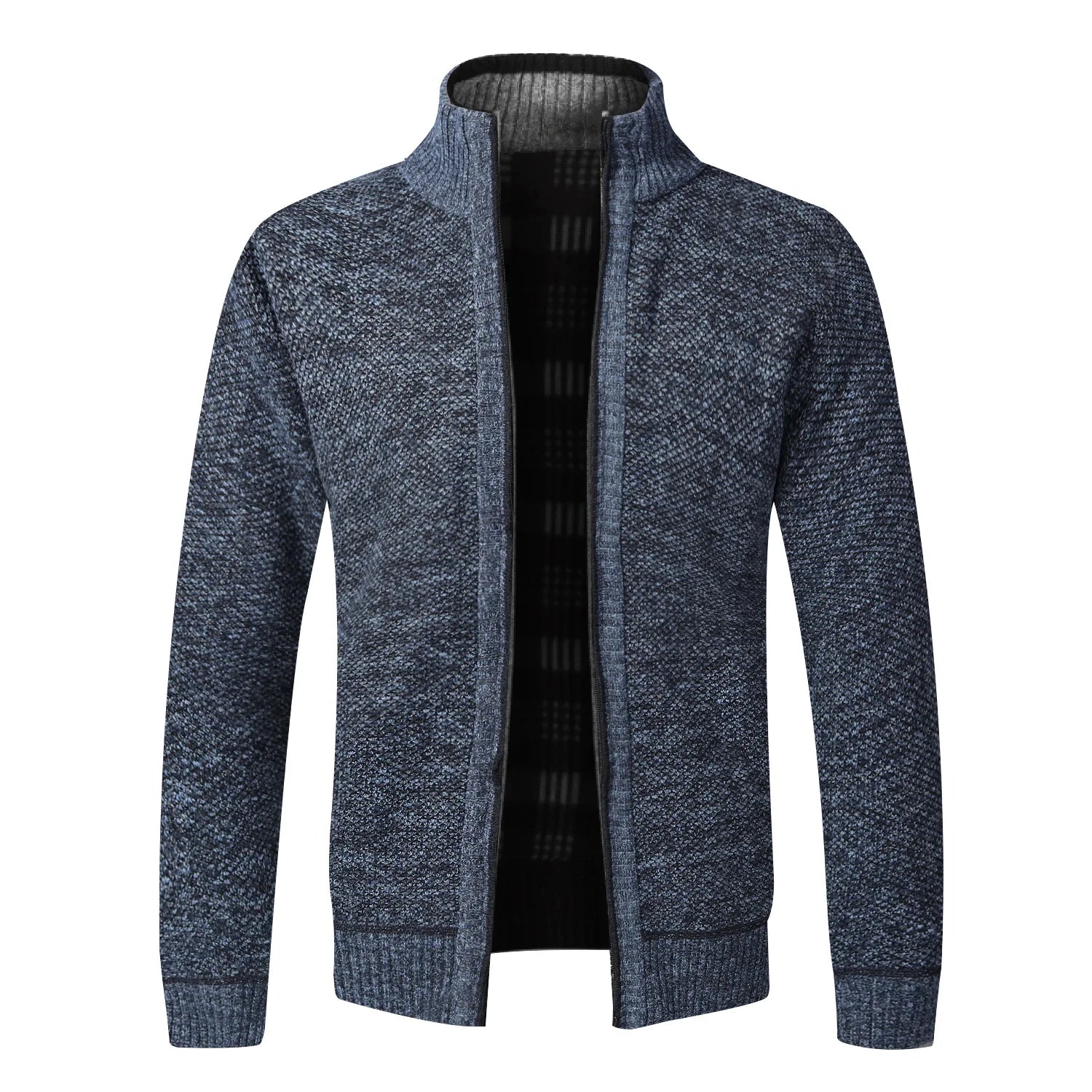 Cardigan Masculino De Tricô Forrado Peluciado Com Zíper