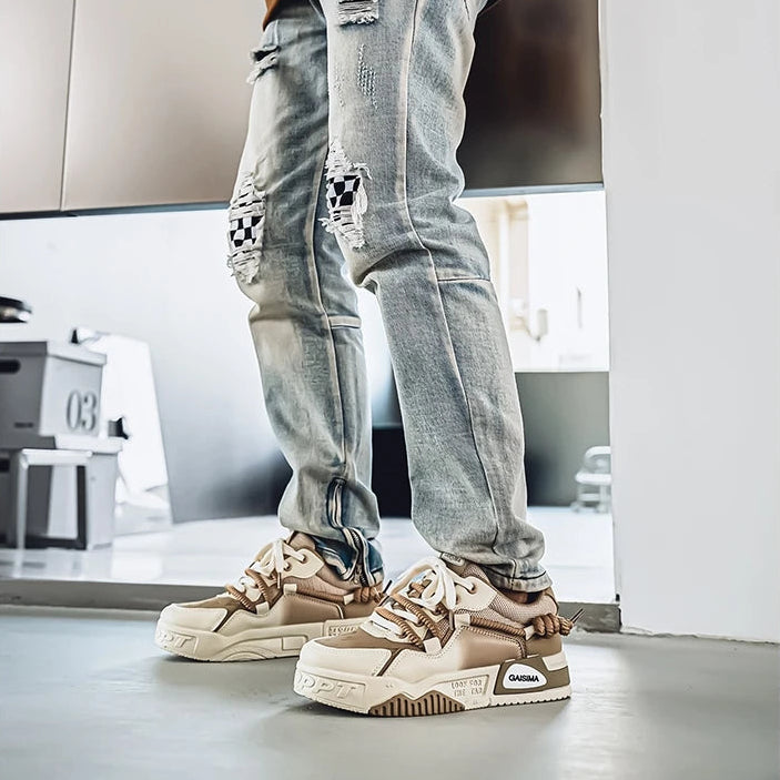 Tênis Masculino Chunky Plataforma Skate com Cadarço de Corda
