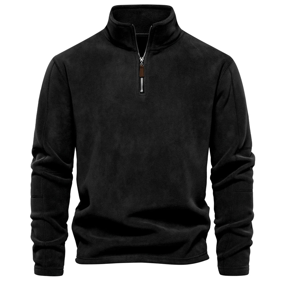 Blusa Fleece Masculina Térmica Com Meio Zíper Gola Alta