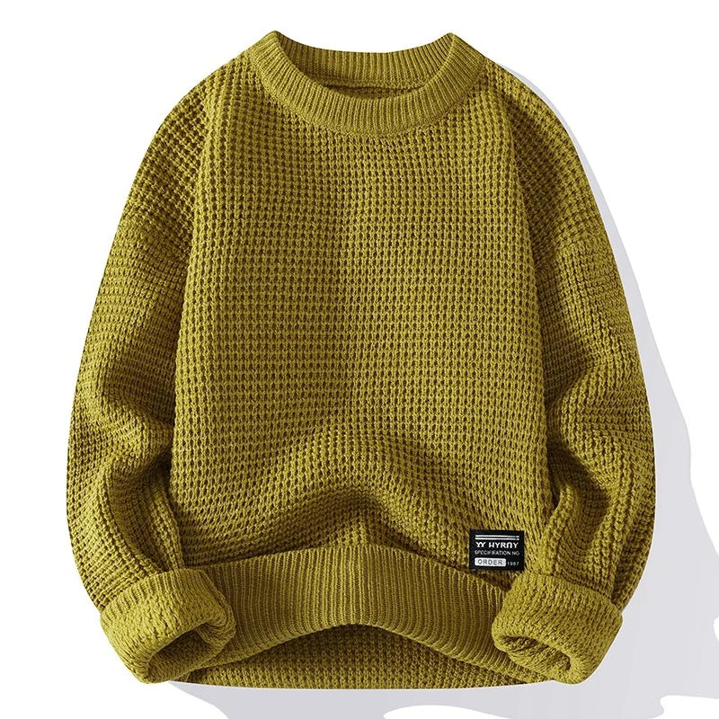 Blusa de Frio Urban Masculina de Tricô Grosso Texturizado Gola Redonda