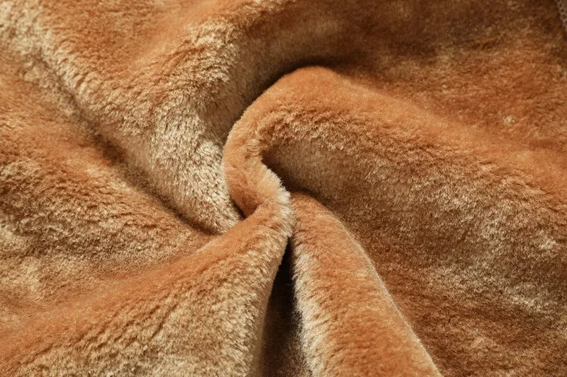 Jaqueta Masculina Camurça Forrada Com Pelúcia Alpaca Gola Polo