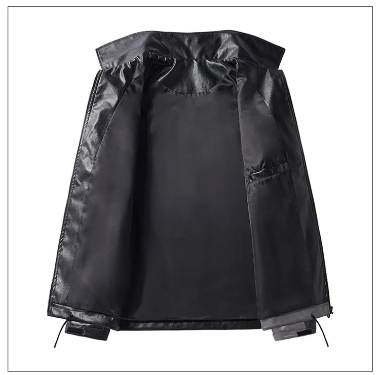Jaqueta Masculina Couro PU Bicolor Oversized Streetwear Split