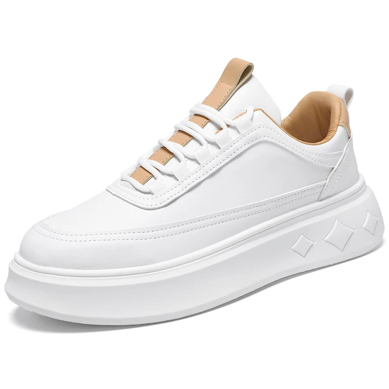Tênis Sneaker Masculino Casual Plataforma Sola Alta Branco Diamond