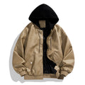 Jaqueta Bomber de Couro Masculina com Capuz Oversized