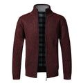 Cardigan Masculino De Tricô Forrado Peluciado Com Zíper