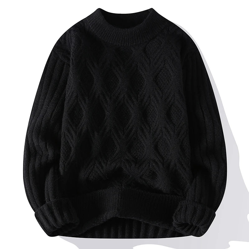 Suéter Masculino Tricô Trançado Gola Redonda Blusa de Frio