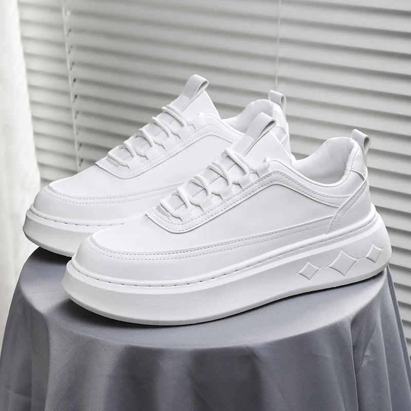 Tênis Sneaker Masculino Casual Plataforma Sola Alta Branco Diamond