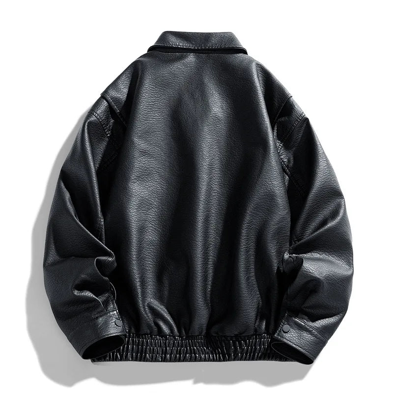 Jaqueta Bomber Masculina Couro Sintético Oversized Vintage