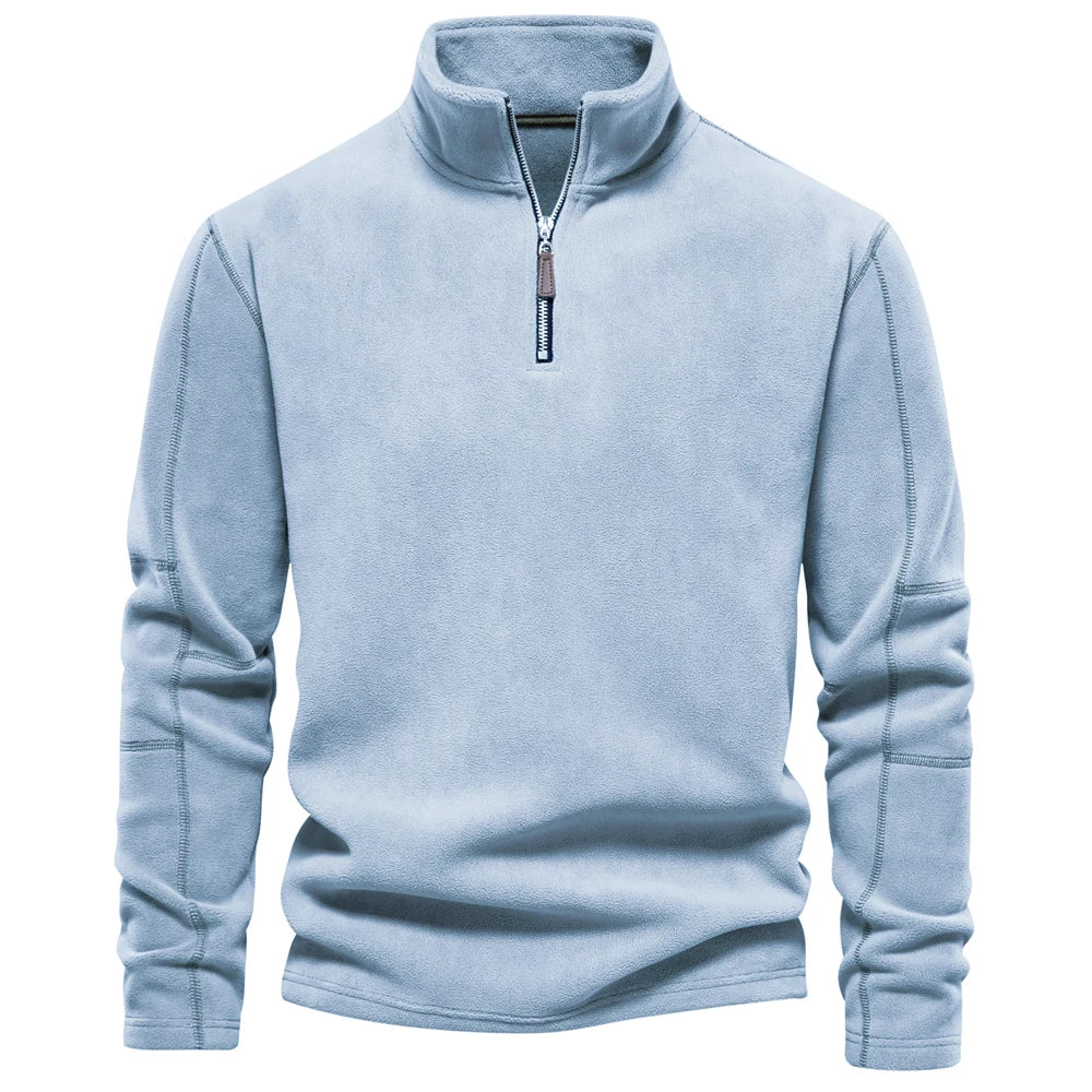 Blusa Fleece Masculina Térmica Com Meio Zíper Gola Alta