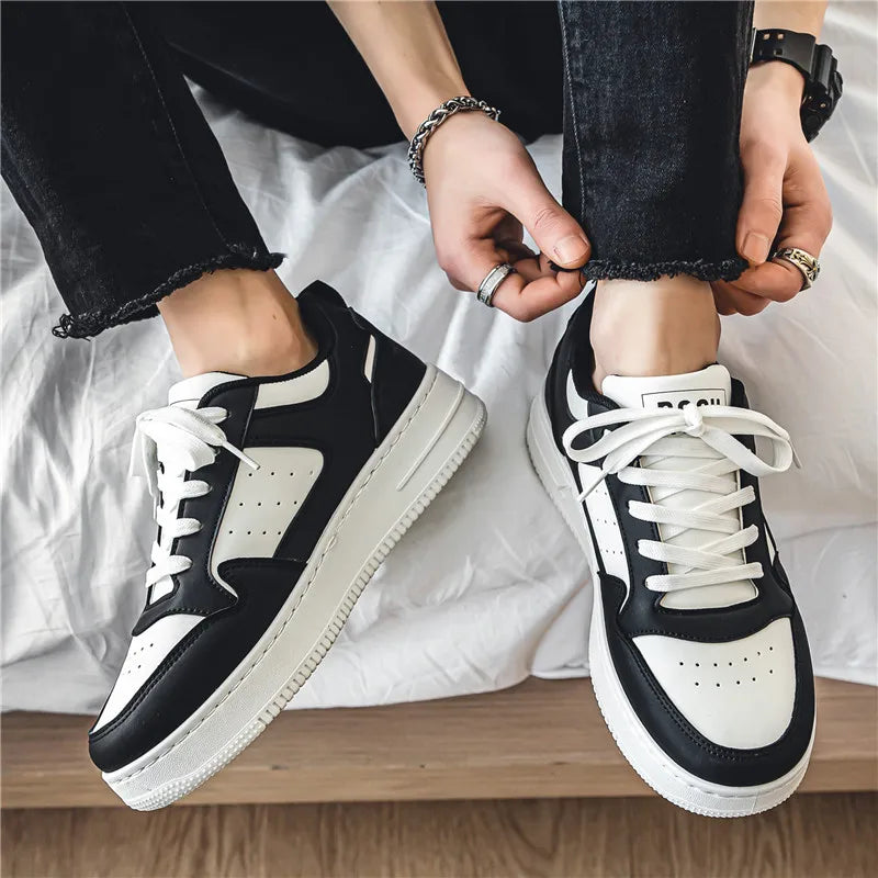 Tênis Masculino Sneaker Streetwear Panda Preto e Branco Casual