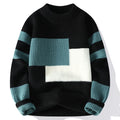 Suéter Masculino Tricô Colorblock Geométrico Estilo Urbano