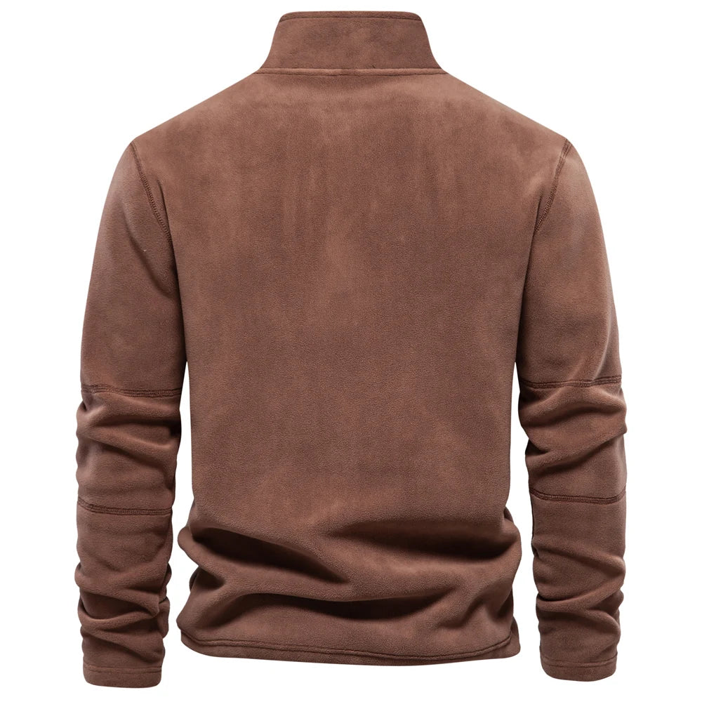 Blusa Fleece Masculina Térmica Com Meio Zíper Gola Alta