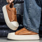 Tênis Slip-On Masculino Casual Plataforma Sola Alta Tratorada Couro Block