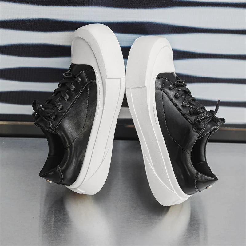 Tênis Skate Masculino Plataforma Couro Sola Alta Rebel