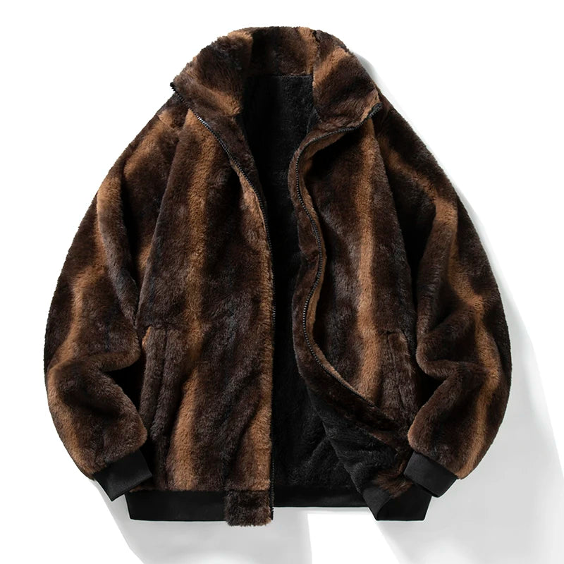 Jaqueta Pelúcia Masculina Teddy de Pelo Sintético Oversized