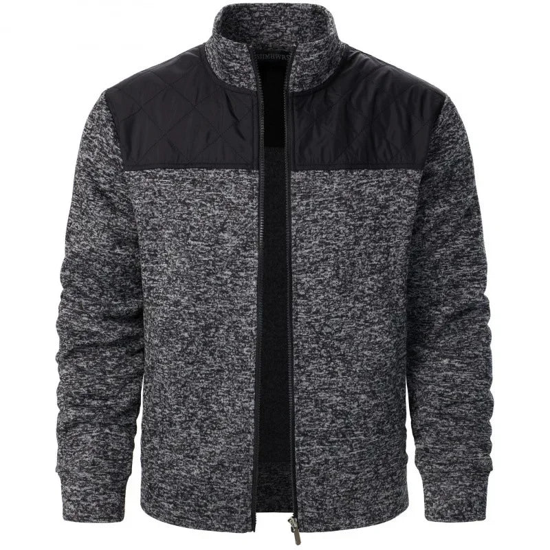 Jaqueta Masculina Fleece Mesclado com Recorte nos Ombros