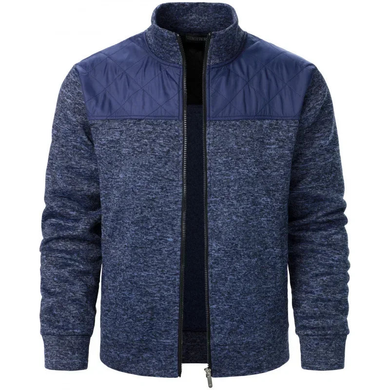 Jaqueta Masculina Fleece Mesclado com Recorte nos Ombros