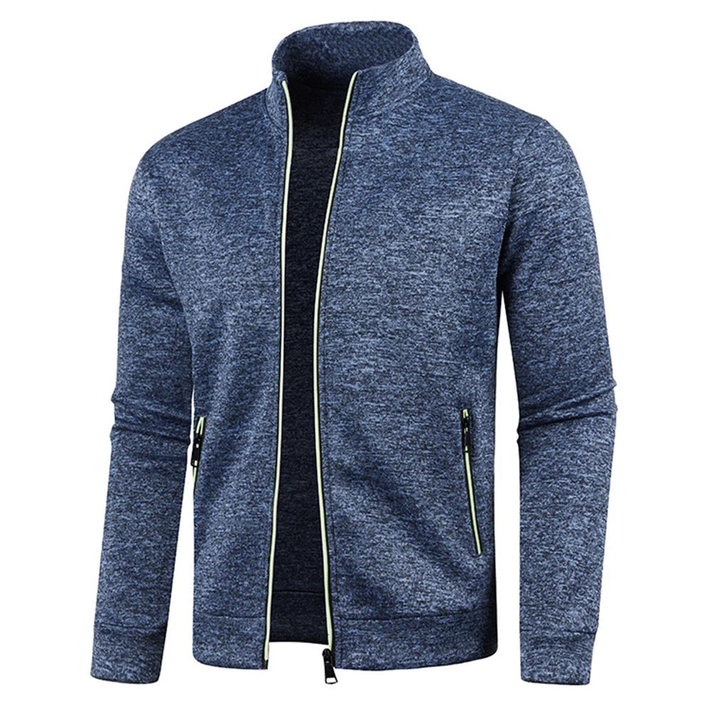 Jaqueta Esportiva Masculina De Frio Slim Com Zíper