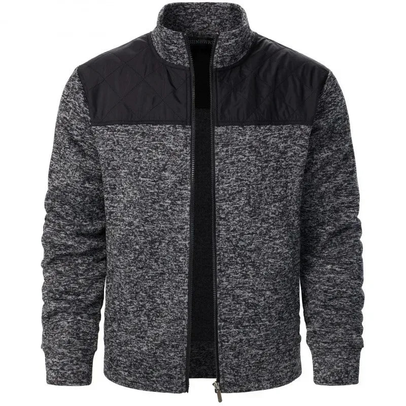Jaqueta Masculina Fleece Mesclado com Recorte nos Ombros