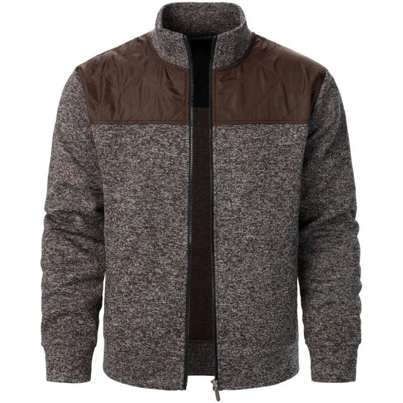 Jaqueta Masculina Fleece Mesclado com Recorte nos Ombros