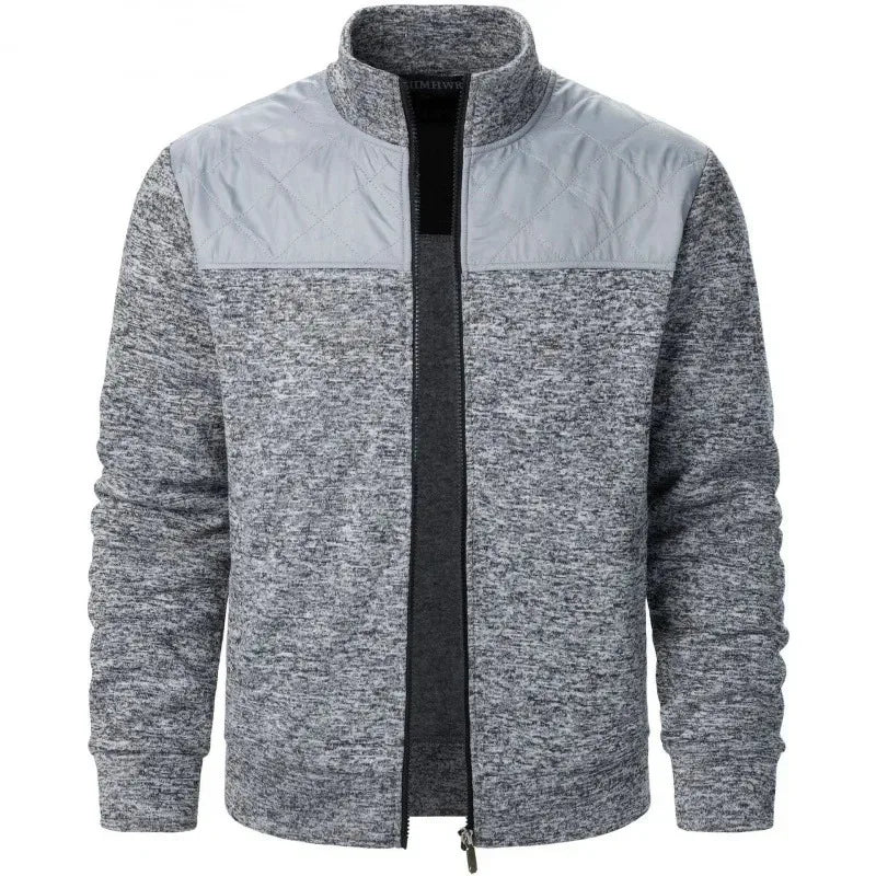 Jaqueta Masculina Fleece Mesclado com Recorte nos Ombros