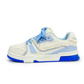 Tênis Chunky Casual Shred Unissex Desfiado Lona Azul e Branco