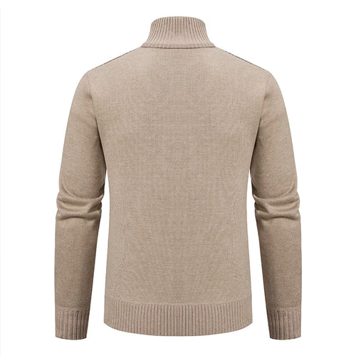 Cardigan Masculino Tricô com Zíper e Gola Alta Elegante