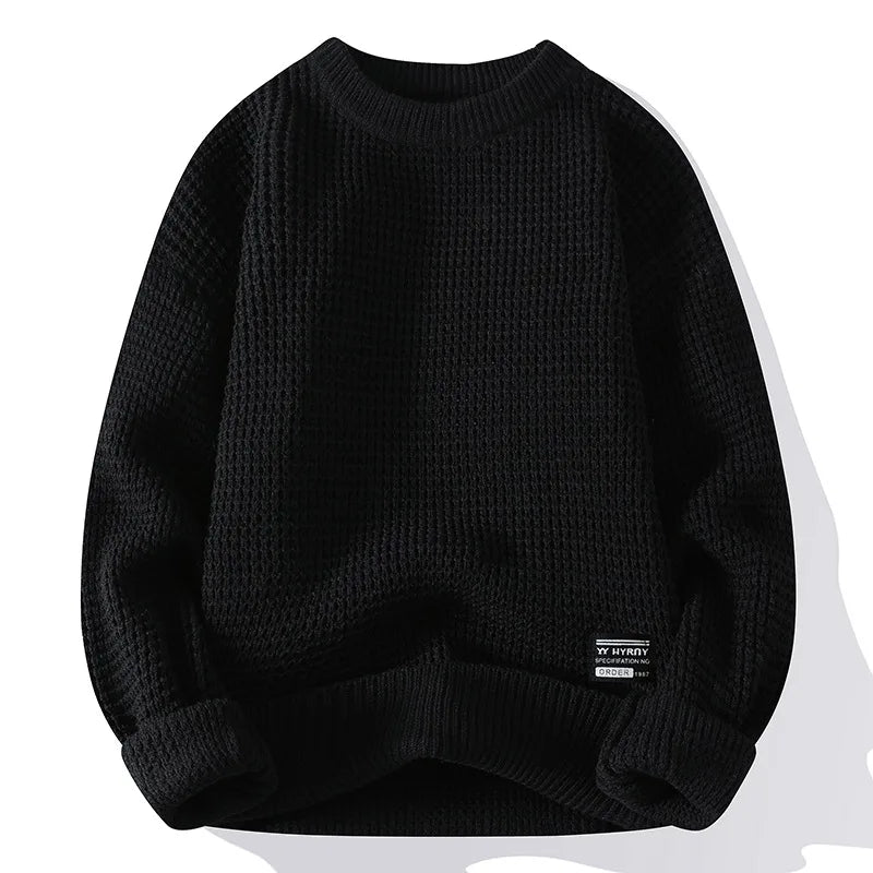 Blusa de Frio Urban Masculina de Tricô Grosso Texturizado Gola Redonda