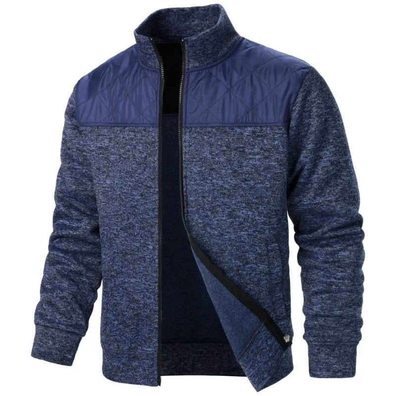 Jaqueta Masculina Fleece Mesclado com Recorte nos Ombros