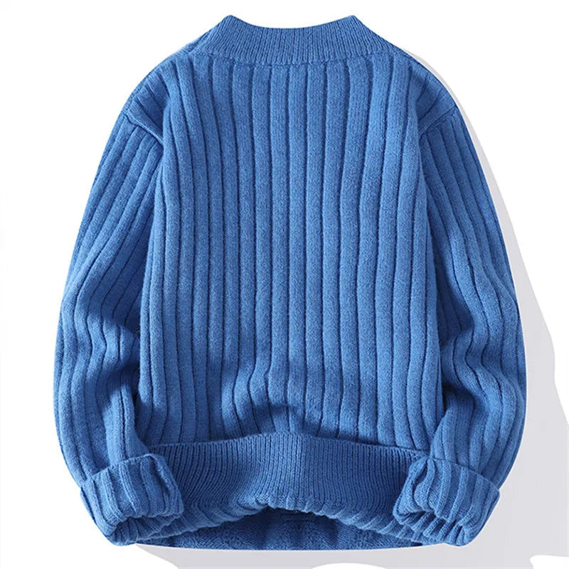 Suéter Masculino Tricô Trançado Gola Redonda Blusa de Frio