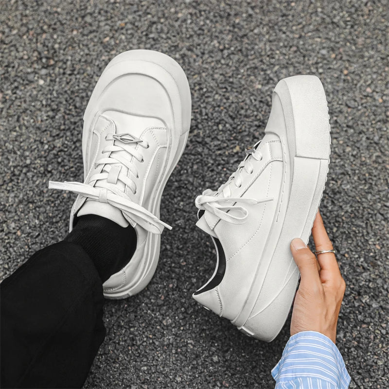 Tênis Skate Masculino Plataforma Couro Sola Alta Rebel