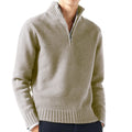Blusa De Frio Masculina Suéter Gola Alta De Lã Com Zíper Na Gola