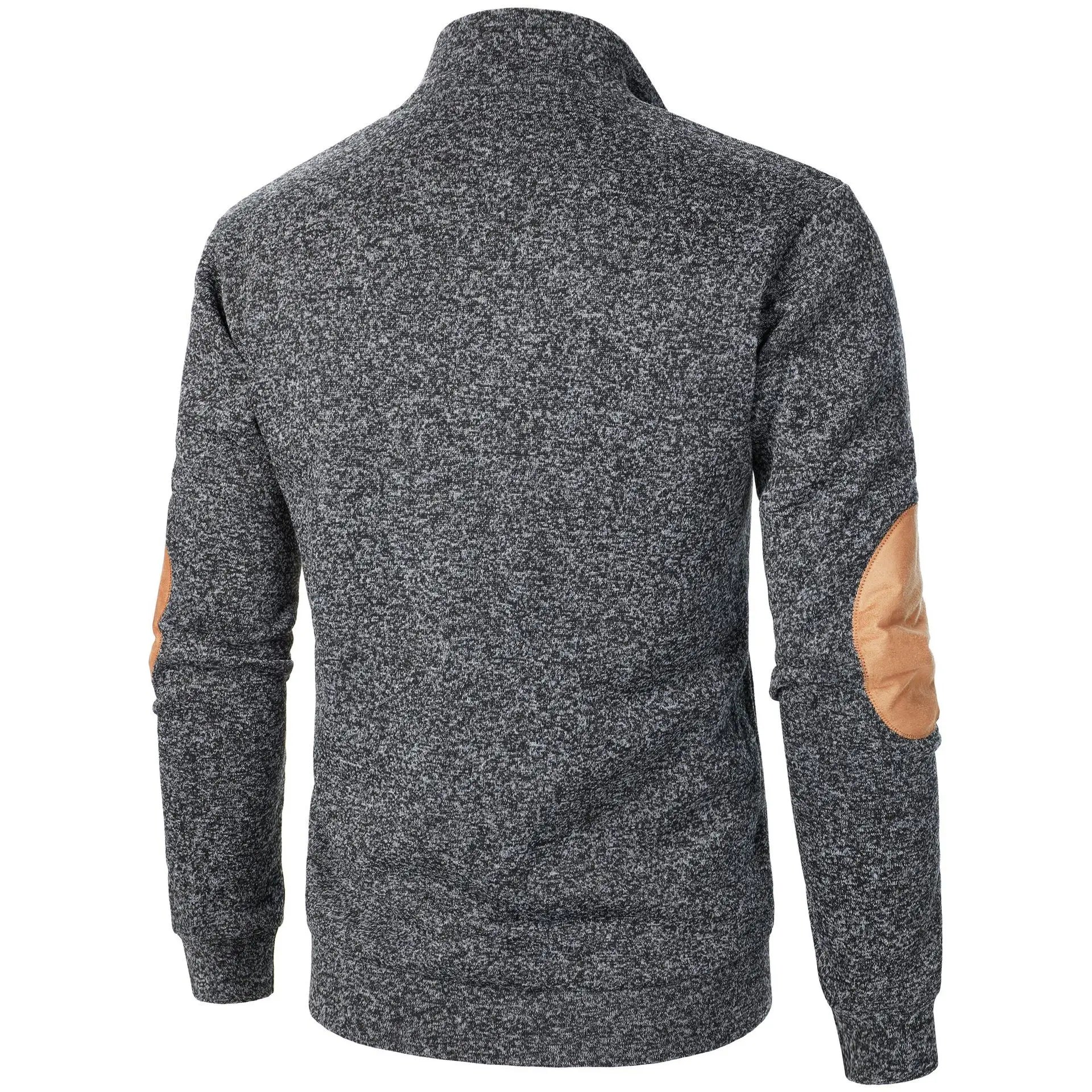 Blusa De Frio Masculina Suéter Com Gola De Botões E Cotoveleira