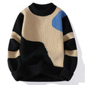 Suéter Masculino de Tricô Canelado Assecundário Abstrato Gola Redonda