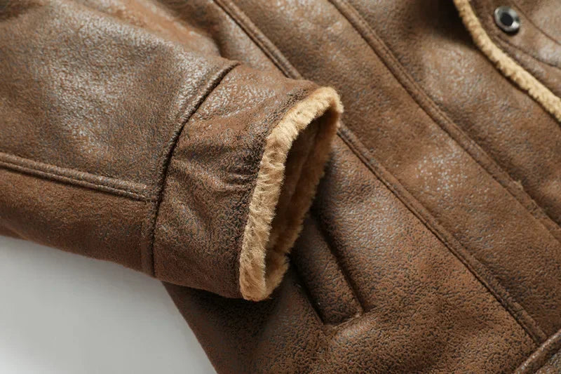 Jaqueta Masculina Camurça Forrada Com Pelúcia Alpaca Gola Polo