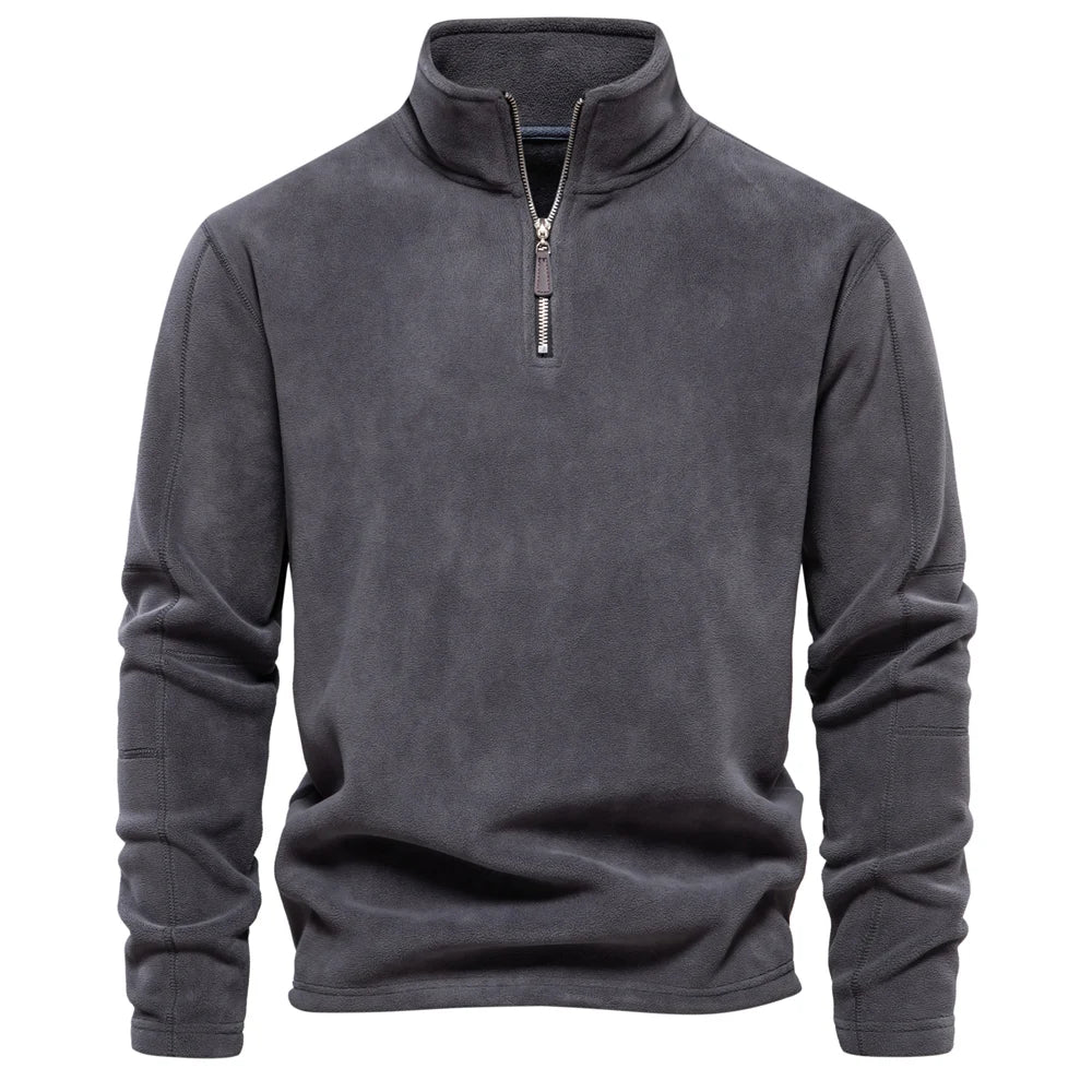 Blusa Fleece Masculina Térmica Com Meio Zíper Gola Alta