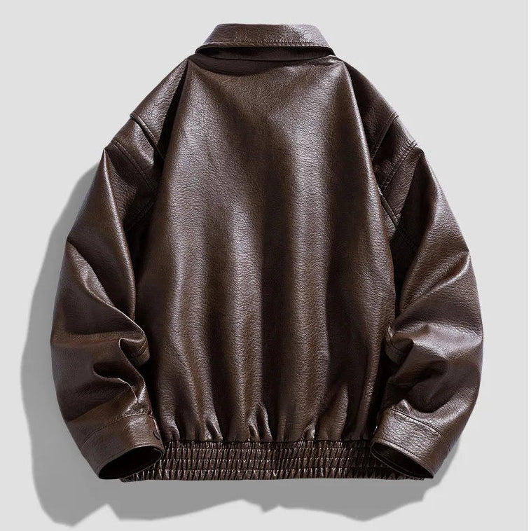Jaqueta Bomber Masculina Couro Sintético Oversized Vintage
