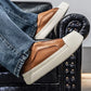 Tênis Slip-On Masculino Casual Plataforma Sola Alta Tratorada Couro Block