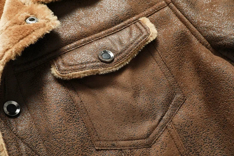Jaqueta Masculina Camurça Forrada Com Pelúcia Alpaca Gola Polo