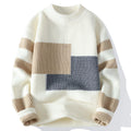 Suéter Masculino de Tricô Colorblock Gola Redonda