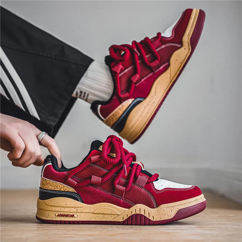 Tênis Masculino Chunky Plataforma Vermelho com Corda