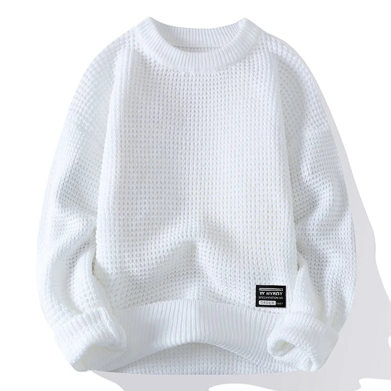 Blusa de Frio Urban Masculina de Tricô Grosso Texturizado Gola Redonda