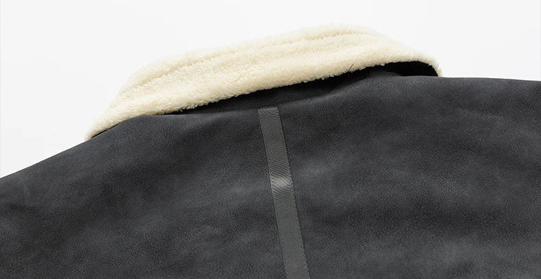 Jaqueta Aviador Masculina Suede Forrada Pelúcia Sherpa Inverno