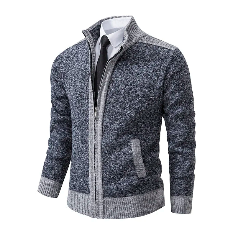 Casaco Cardigan Masculino Tricô Fechamento em Zíper