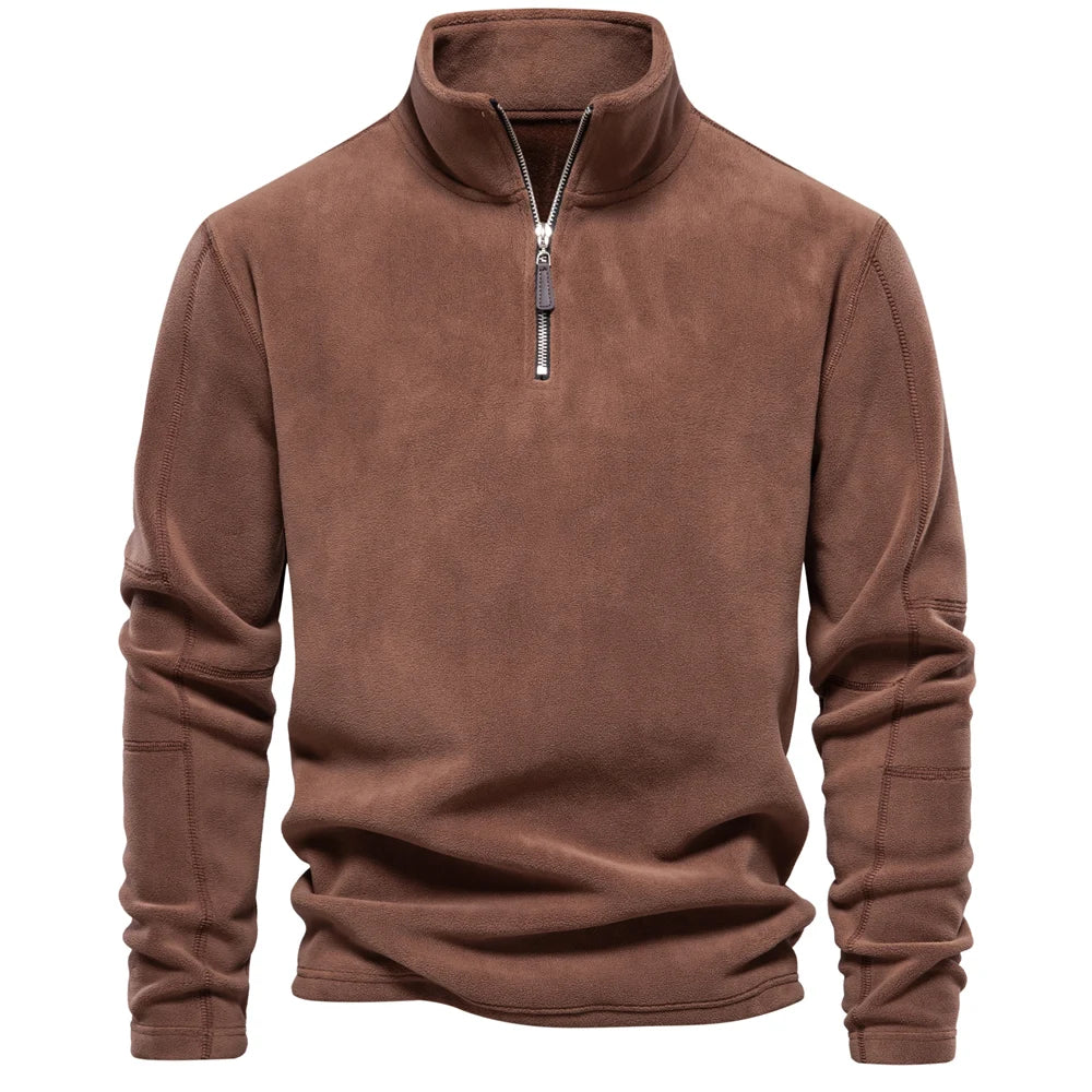 Blusa Fleece Masculina Térmica Com Meio Zíper Gola Alta
